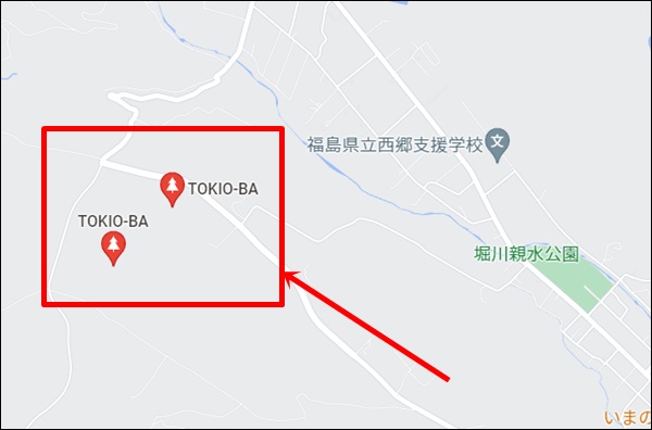 トキオバの場所を示すGoogle Mapの画像