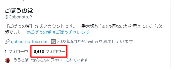 奥野卓志が党首を務めるごぼうの党のフォロワー数はわずかに4桁