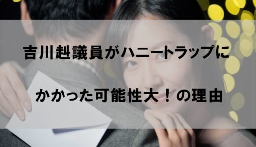 吉川赳議員はハニートラップにかかった可能性大！の理由【目的は参院選か】