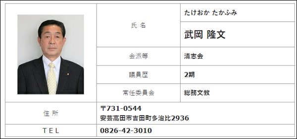 武岡隆文議員の2期目は清志会