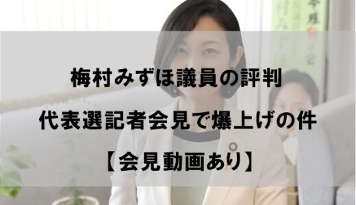 梅村みずほ議員の評判｜代表選会見で評価爆上げの件【会見動画あり】