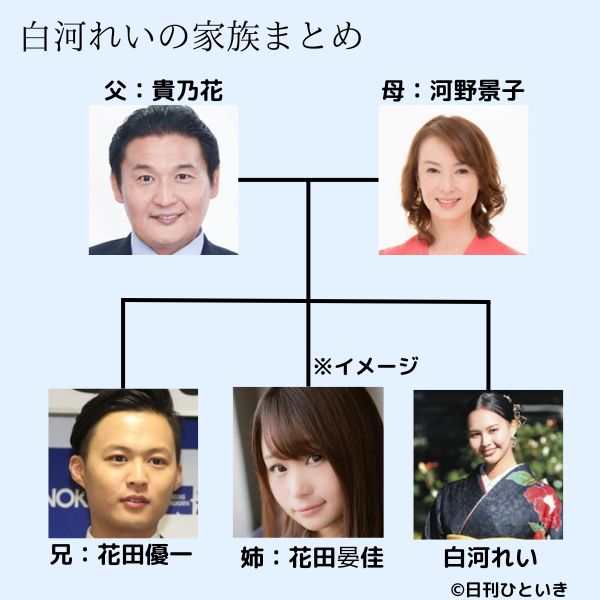 花田晃帆こと白河れいの家族まとめ図