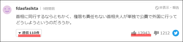 岸田裕子夫人が公費を使ってアメリカ渡米することに対する世間の反応その１